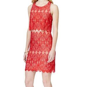 Kensie Red Lace Sleeveless Sheath Dress NWT Size Small